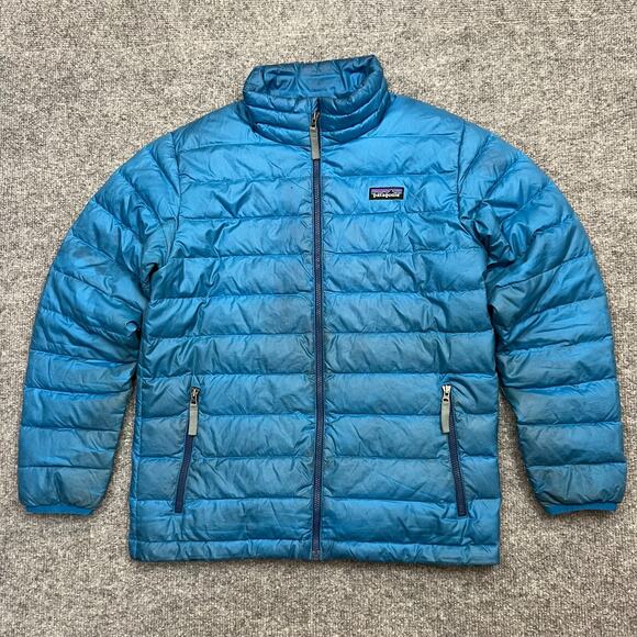 Patagonia Puffer Jacket Boys XL 12 Blue 100% Polyester Long Sleeve Full Zip - Picture 1 of 14